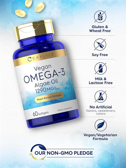 Carlyle Vegan Omega 3 Supplement 1290 mg 60 Softgels