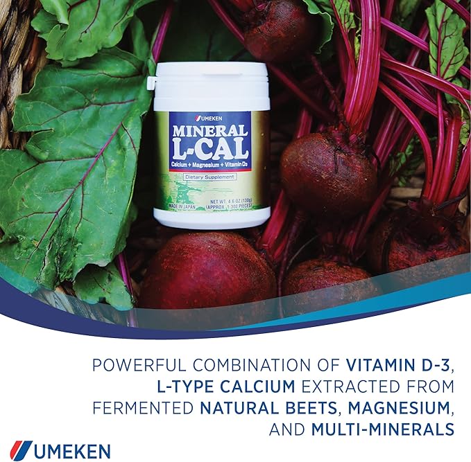 Umeken Mineral L-Cal Supplement, Small Bottle, 2 Month D3 and 130g, 1300 1300 Balls 2)
