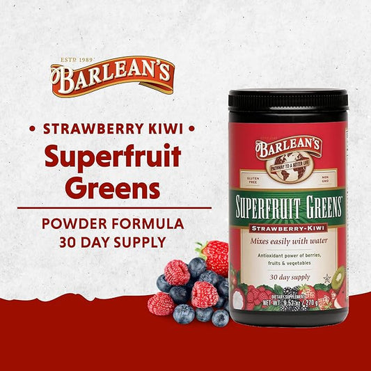 Barlean's Strawberry Kiwi Superfruit Greens Powder, 9.52 oz