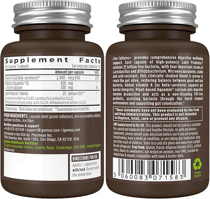 Igennus Probiotics & Prebiotic, Lactobacillus Acidophilus & Bifidobacterium, Live Cultures+ Lab4, Guaranteed 25 Billion CFU, for Women & Men, Non-Bloating Gut Health Support, Non-GMO, 30 Capsules
