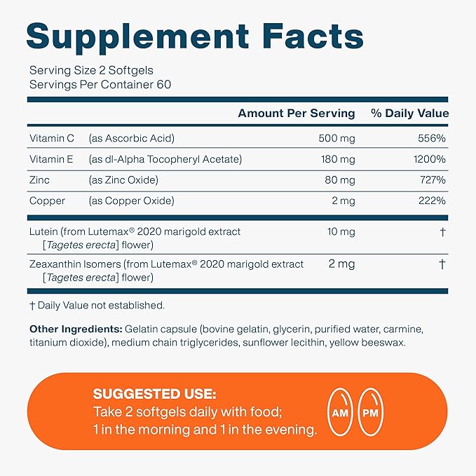 AREDS 2 Eye Vitamin & Mineral 2020 with 2 Study 120 Mini