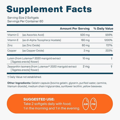 AREDS 2 Eye Vitamin & Mineral 2020 with 2 Study 120 Mini