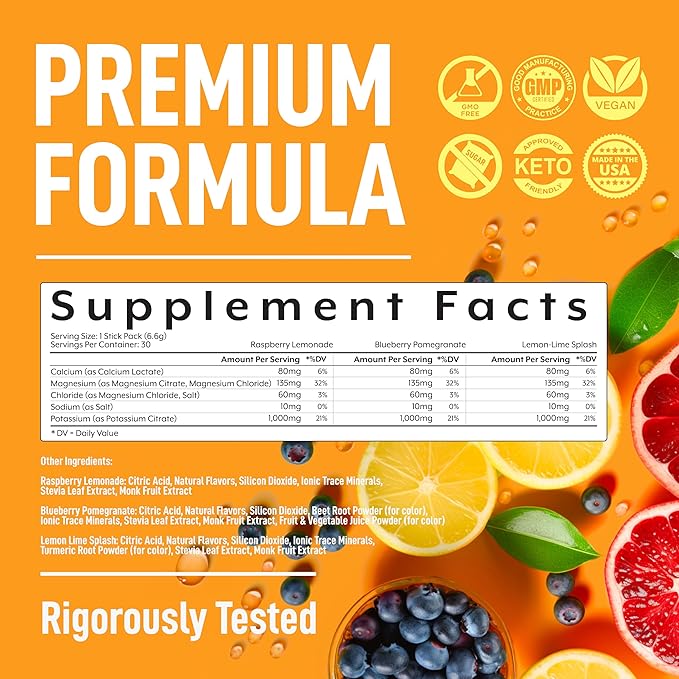 Keppi Keto Electrolytes Powder No Sugar - Made in USA - Advanced Hydration & Recovery - Raspberry Lemonade, Blueberry Pomegranate & Lemon Lime Flavors