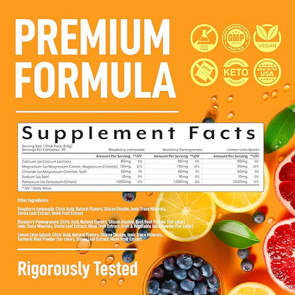 Keppi Keto Electrolytes Powder No Sugar - Made in USA - Advanced Hydration & Recovery - Raspberry Lemonade, Blueberry Pomegranate & Lemon Lime Flavors