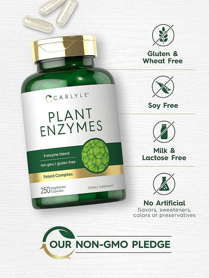 Carlyle Plant Enzymes with Protease, Papain, 250 Capsules