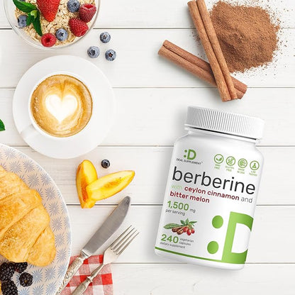 Berberine Supplement 500mg Per Capsule (1500mg 240 Veggie 97% Berberine
