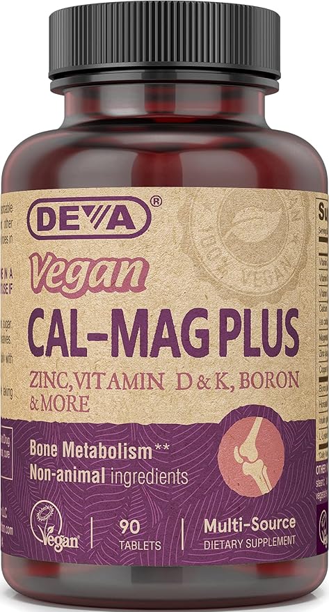 DEVA Vegan Calcium Magnesium Supplement Plus, 90-Tablets
