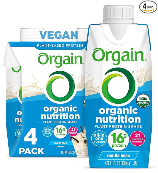 Orgain Organic Nutritional Vegan Protein Shake, 16g Plant 21 Vitamins 11 Fl 4)