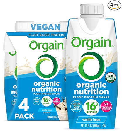 Orgain Organic Nutritional Vegan Protein Shake, 16g Plant 21 Vitamins 11 Fl 4)