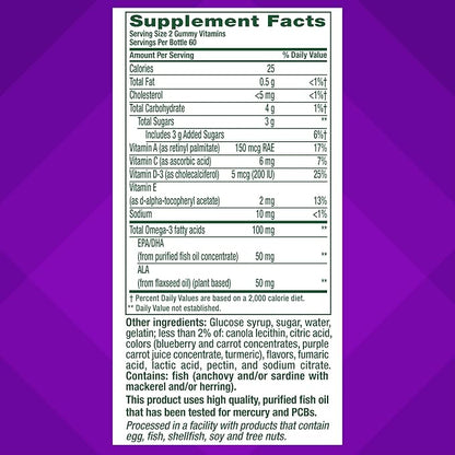 Vitafusion Omega-3 Gummy Vitamins, Berry Lemonade Vitamins(1) With 3 EPA/DHA 1 Vitamin 60 Day 120 Count