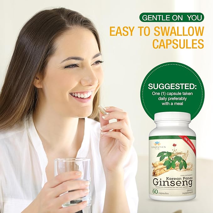Korean Panax Ginseng (10% Ginsenosides) Energy 60 Capsules