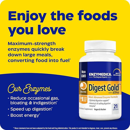 Enzymedica Digest Gold + ATPro, Maximum 14 Key 21 Capsules
