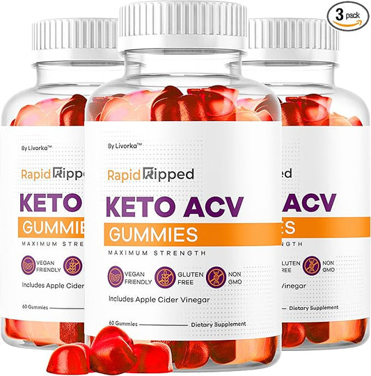 (3 Pack) Rapid Ripped Keto ACV Gummies Advanced Formula 1050MG, RapidRipped Keto Apple Cider Vinegar Gummie, RapidRippedKeto and ACV Gummys Support, 180 Gummies for 3 Months