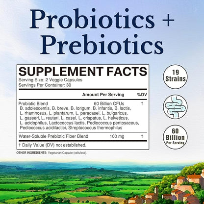 VITALITOWN Probiotics + Prebiotics 60 Billion 19 Strains 60 Delayed