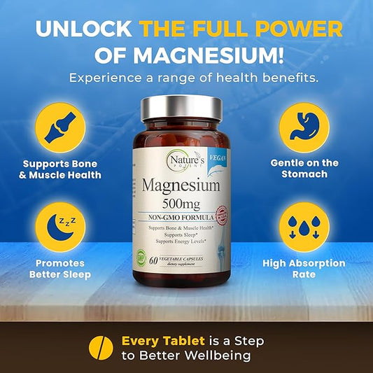 Nature's Potent Magnesium Supplements 500mg | 60 Veggie
