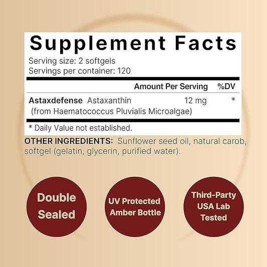 NatureBell Astaxanthin 12mg, 240 Softgels, Made 4 Month