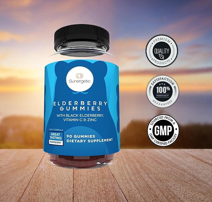 Premium Black Elderberry Gummies – Black Elderberry with Vitamin C & Zinc – Helps Support Immune System – Great Tasting Sambucus Elderberry Gummies – Raspberry Flavored Elderberry Gummies – 90 Gummies