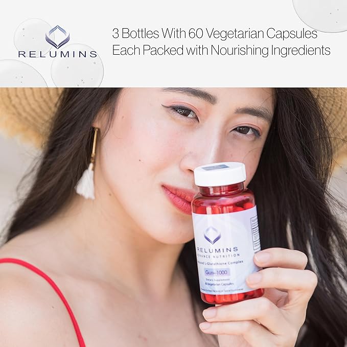 Relumins L Glutathione Supplement Complex 1000mg Complex 60 Caps 3 Bottles