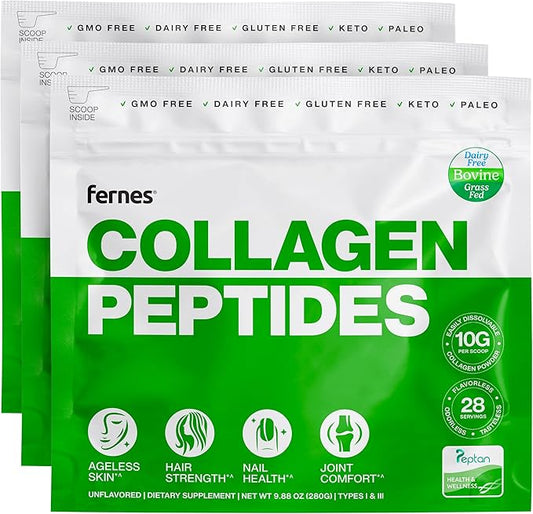 Hydrolyzed Collagen Peptides Supplement for Women 28 Servings, 9.88 oz, 3 Pack