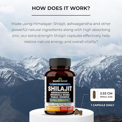 Pure Himalayan Shilajit Capsules for Men 60 Count