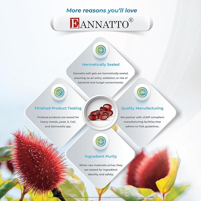 Eannatto Tocotrienols Deltagold 125mg, Vitamin E 60 Softgel, 6)