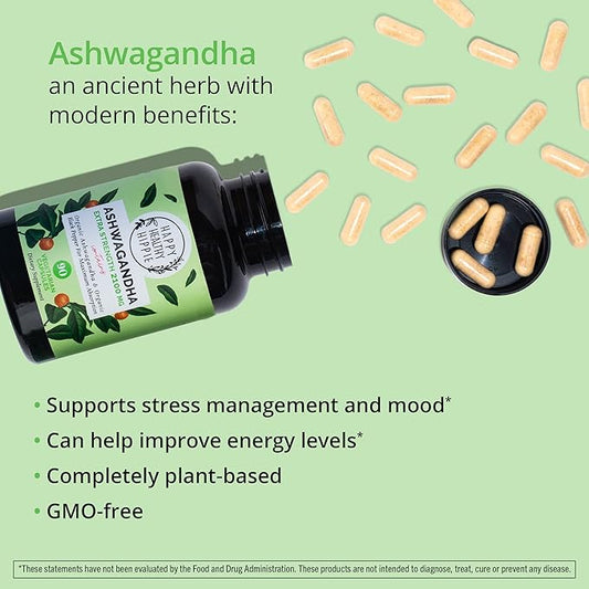 Organic Ashwagandha Capsules 2100mg – Stress 100% Herbal, 90 Ct