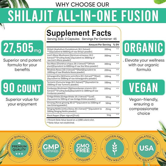 Shilajit Pure Himalayan Organic. 11-in-1 Shilajit 27’505 mg/Serving