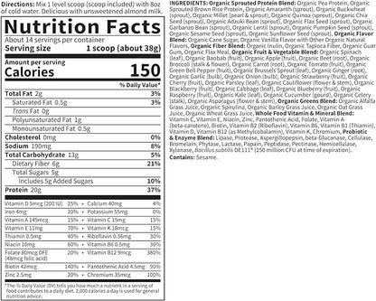 Garden of Life Raw Organic Meal 14 Servings, 20g Plant 1.14 lbs
