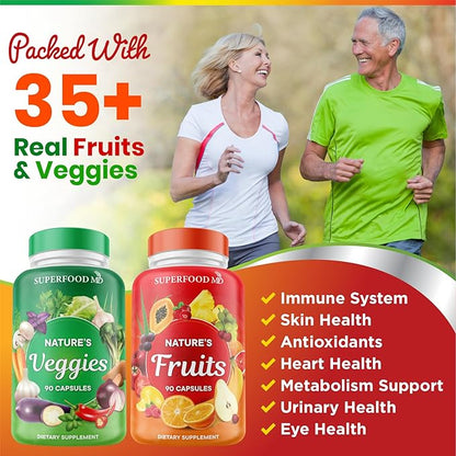 Superfood 180 Fruit and 180 Veggie -100% Whole (90 Count 4)