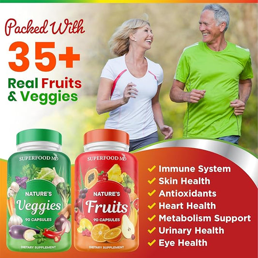 Superfood 180 Fruit and 180 Veggie -100% Whole (90 Count 4)