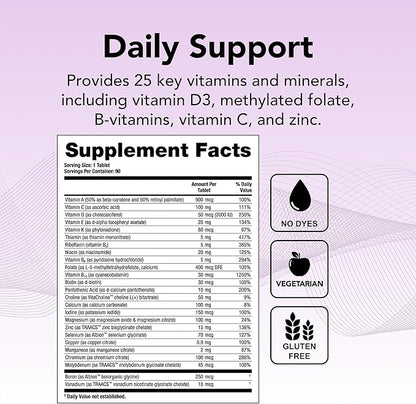Theralogix Solo Multivitamin & Multimineral Supplement 90-Day Supply D3, Vitamin 90 Tablets