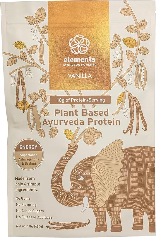Elements Plant Based Vegan Vanilla Protein Powder 1lb - 14 Servings