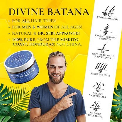 100% COLD-PRESSED (Unscented) Batana Oil - Thicker, Fuller Hair! Fights Thinning & Promotes Growth. A Hair & Scalp 'SUPERFOOD'! Repairs Damage & Rich in Vitamin E.