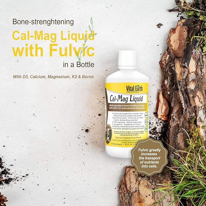 Vital Earth Minerals Cal-Mag Liquid – D3, K2, K2, Boron, 32 Oz 1 Oz