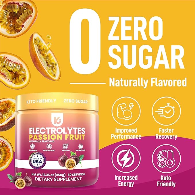 Keppi Keto Hydration Electrolytes - Passionfruit - Electrolyte Powder no Sugar - Sips Like Sunshine - Keto Electrolytes Powder - Electrolytes Powder Sugar Free - Electrolytes Powder