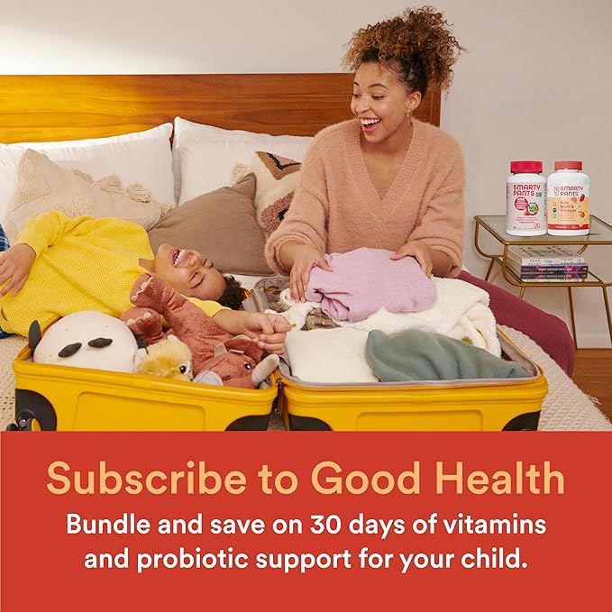 SmartyPants Kids Multivitamin Gummies and Probiotic 3 Fish D3, C, B12, B6, B6, Digestive (30 Day