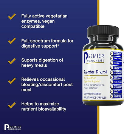 Premier Research Labs: Active Digestive Enzymes 60 Plant-Sourced