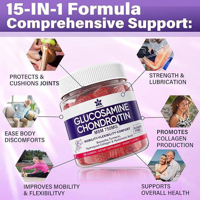 Glucosamine Chondroitin Gummies with MSM, Boswellia 120 Cts