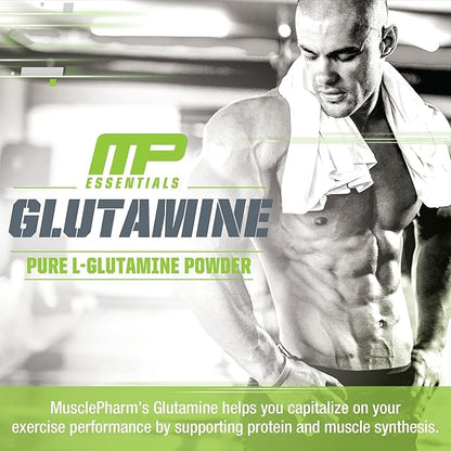 MusclePharm Essentials Glutamine, Pure L-Glutamine Powder Supplement for Post Workout Muscle Recovery, Energy & Gut Health, 5g L Glutamine Powder per Serving, Gluten-Free, Unflavored, 60 Servings