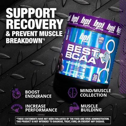 BPI Sports Best BCAA - The Building Blocks of Protein and Muscle - Post-Workout Recovery - Supports Metabolism - Omega 6 - Grape, 30 Servings, 300 g