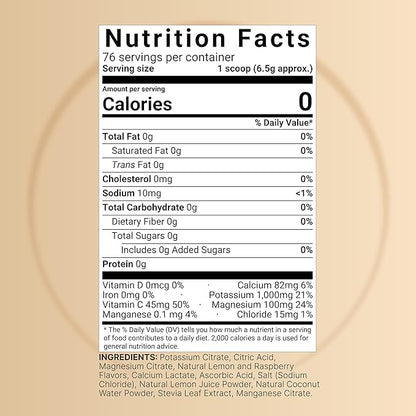 Electrolytes Powder No Sugar, 500g(76 Servings) | Keto Fast Hydration Powder, Carnivore-Friendly Electrolyte - 1000mg High Potassium, Minerals & Coconut Water - Raspberry Lemonade Flavor