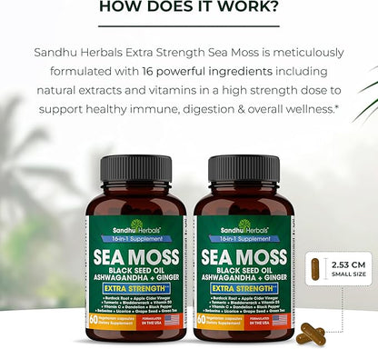 Sea Moss Black Seed Oil Ashwagandha 1 Supplement, 60 Capsules 2) |