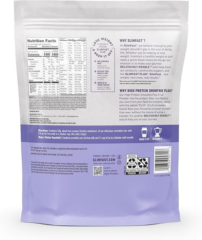 SlimFast High Protein Smoothie Mix Plus 21 Servings, 1.29 Pounds,