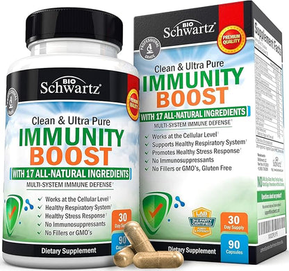 BioSchwartz Immune Support Supplement with Vitamin C 1000mg Zinc Elderberry Extract Ginger Bee Propolis Beta Carotenes, Immunity Boost for Adults, Immune Defense Antioxidant Vitamins, 90 Capsules