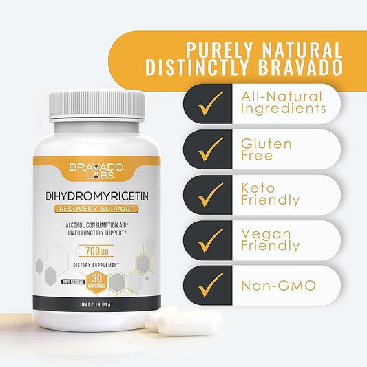 Premium Dihydromyricetin Supplement (DHM) - Better Morning Recovery with Milk Thistle Extract - 700 mg - Liver Support Pills - 30 ct