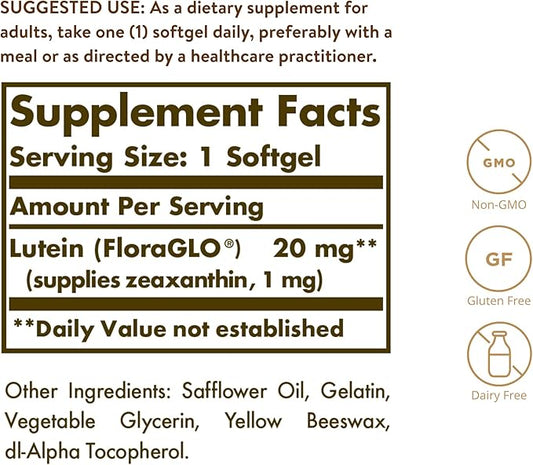 Solgar Lutein 20 mg, 60 Softgels 60 Servings