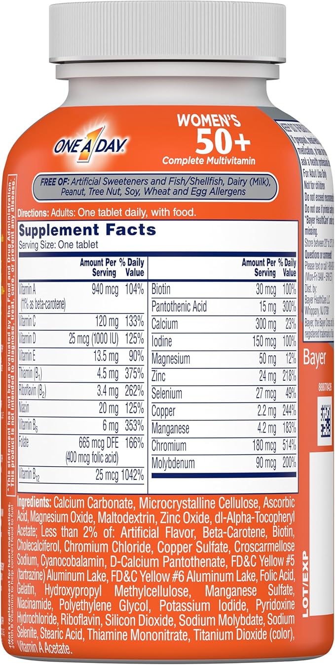 One A Day Women’s 50+ Multivitamins, 100 count