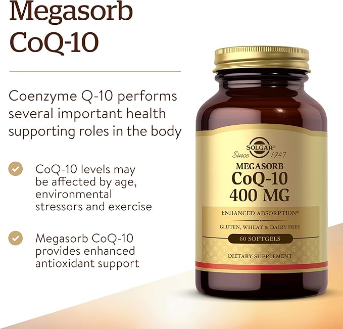 Solgar Megasorb CoQ-10 400 mg, 60 Softgels Q10 Supplement 60 Servings