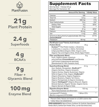 PlantFusion Complete Lean Plant Based Protein Powder 1.85 lb