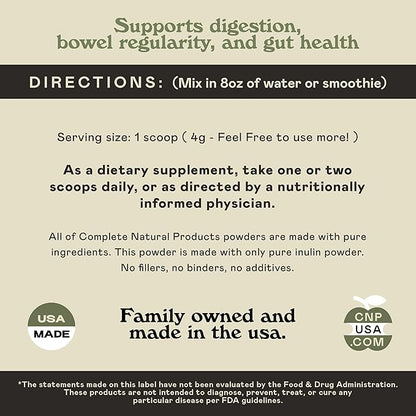 Pure Organic Inulin Powder Fiber Supplement 8oz Digestion